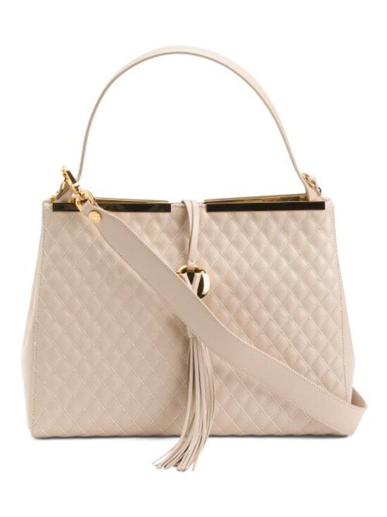 Valentino Orlandi Handbags - VALENTINO ORLANDI Made In Italy Leather Satchel With Gold Tone Bar Top